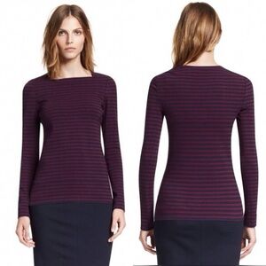 TORY BURCH Tory Burch Boatneck Callan Top in Navy/Cabernet Colorbond, Like New